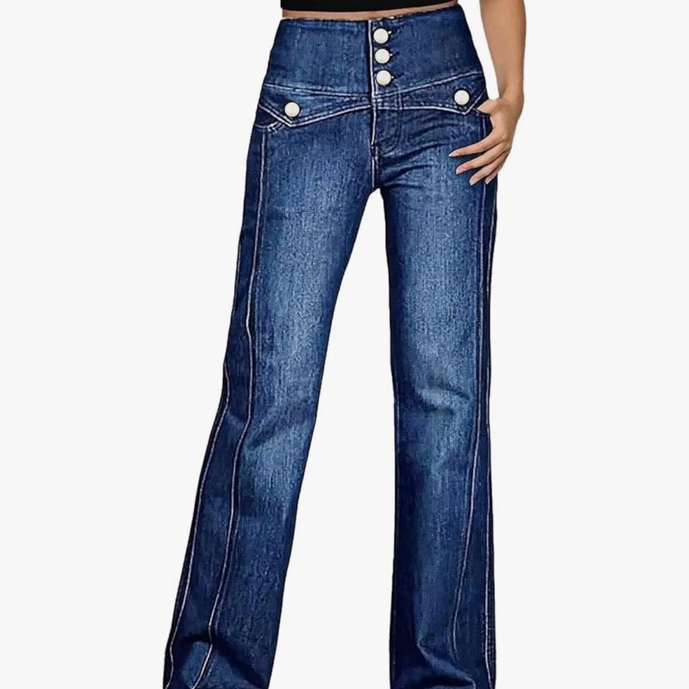 Flamingals High-Waisted Blue Denim Jeans